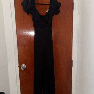 Altar'd State Black Ruffle-Sleeve Jumpsuit